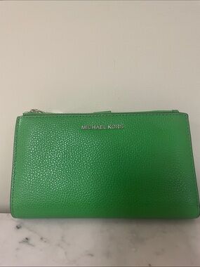 Michael Kors Adele Double-Zip Pebble Leather Phone Clutch